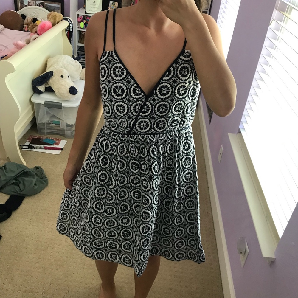 NWT J. Crew navy and white lace dress